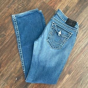 True Religion Zip Medium Wash Denim Jeans Womens Size 29 Blue Denim